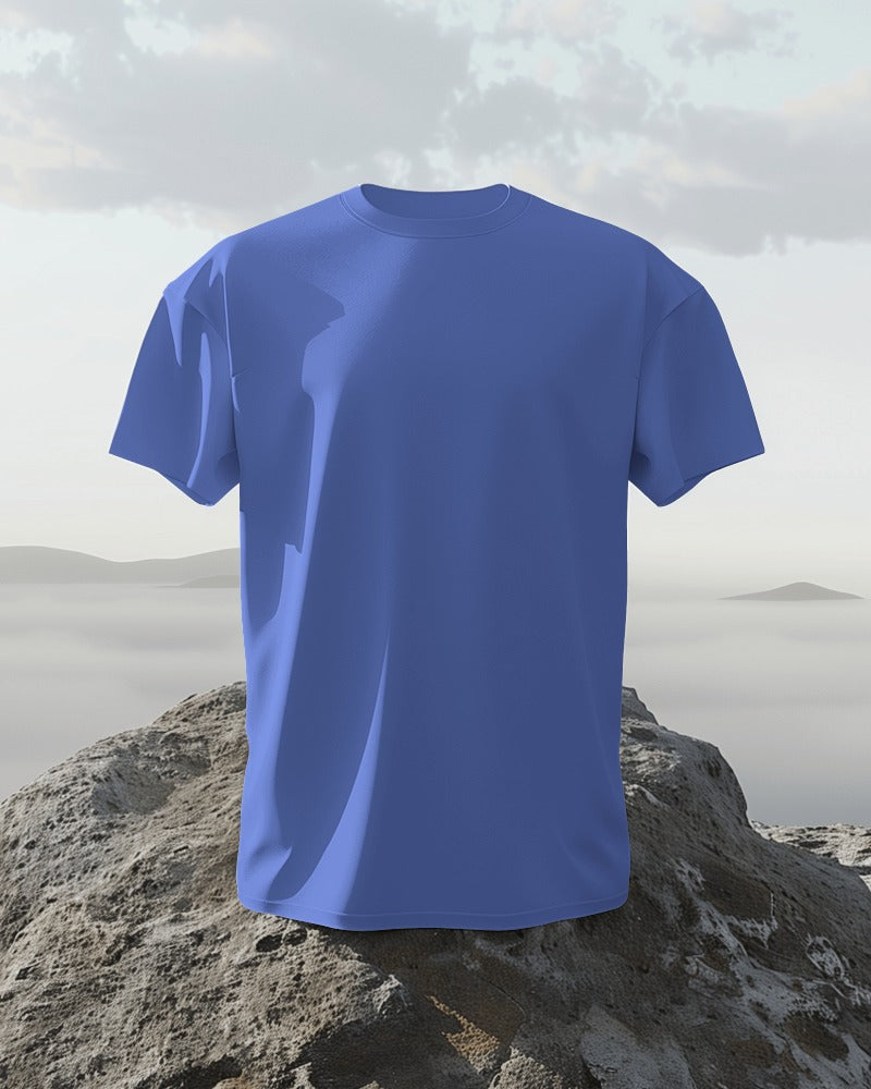 Men Solid Blue Regular T-Shirt.