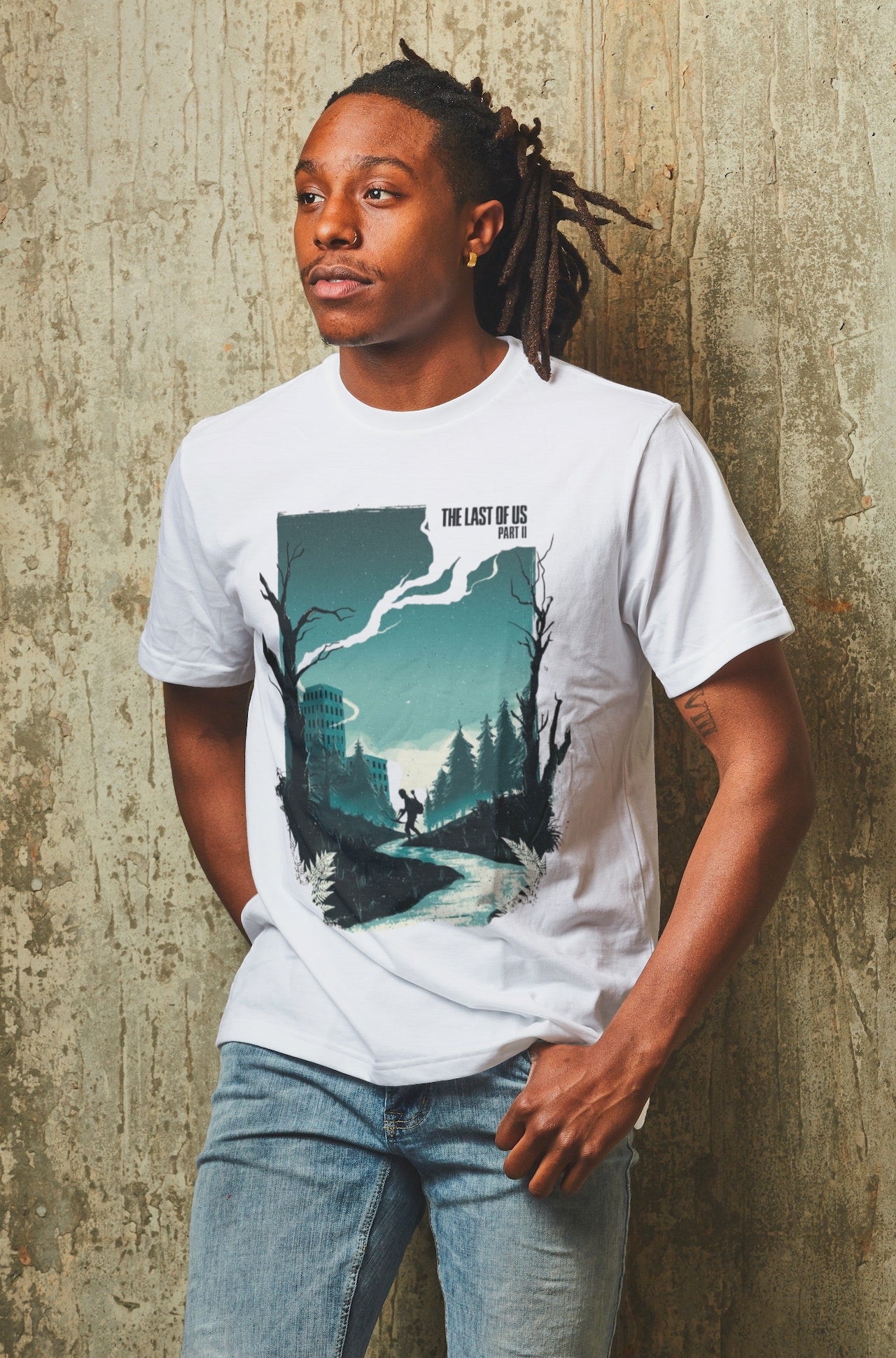 Men White Printed T-Shirt.