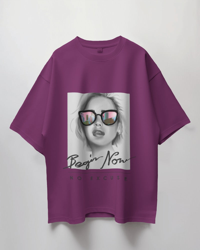 Purple Printed Oversize T-shirt.