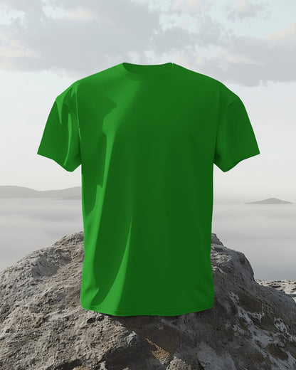 Men Solid Green Regular T-Shirt.