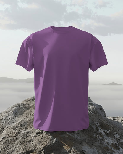 Men Solid Purple Regular T-Shirt.