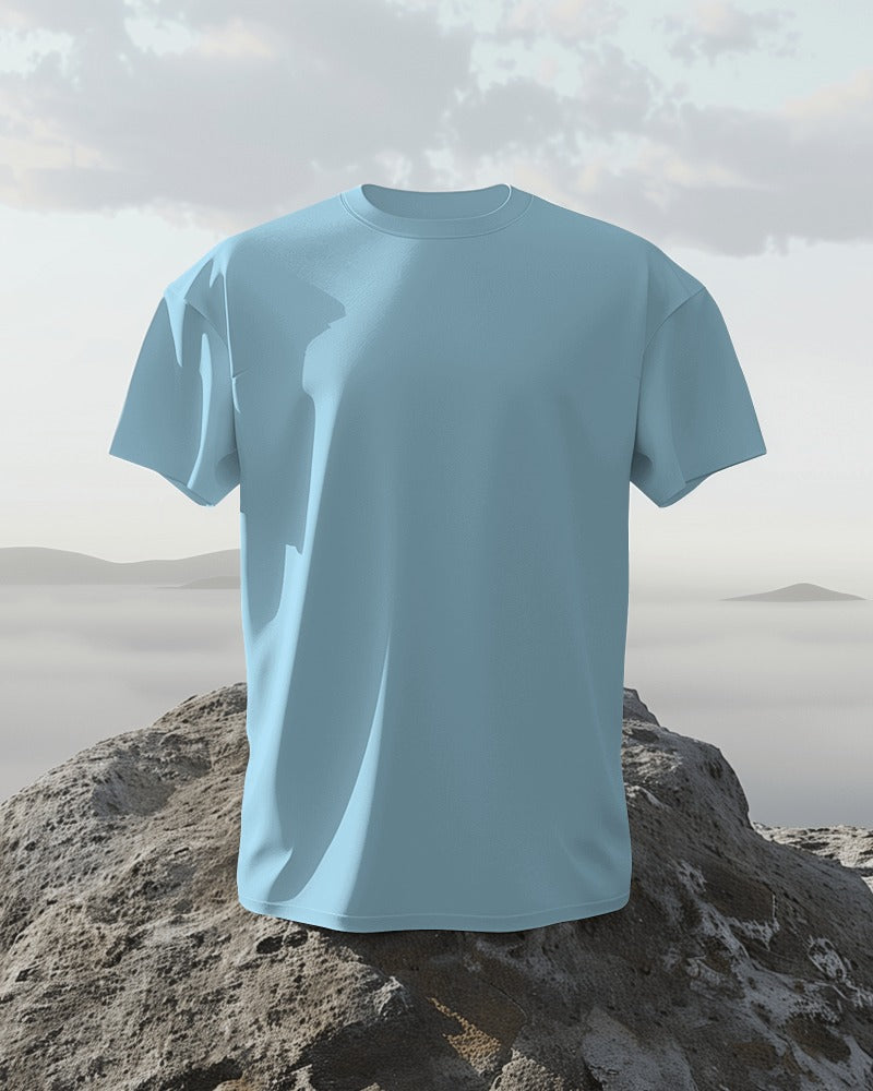 Men Solid Blue Regular T-Shirt.