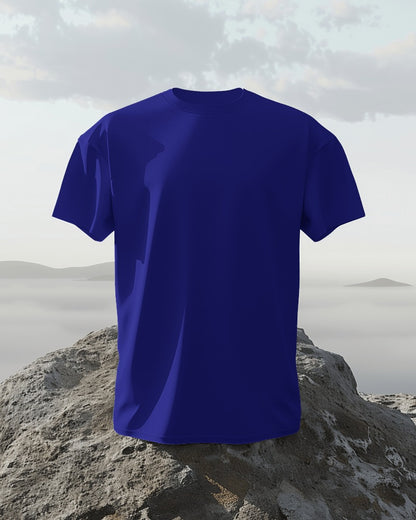 Men Solid Blue Regular T-Shirt.