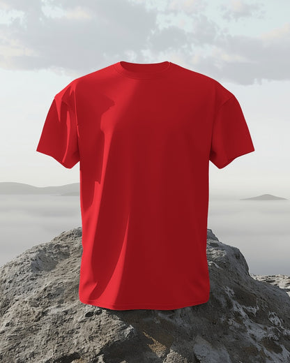 Men Solid Red Regular T-Shirt.