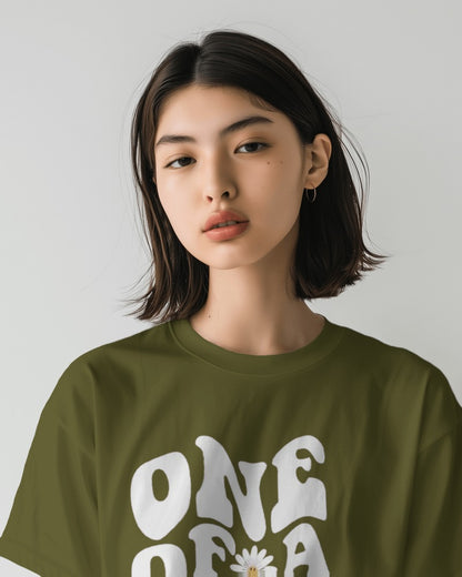 Olive Green Printed Oversize T-Shirt.