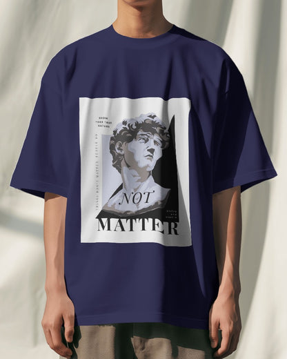 Navy Blue Printed Oversize T-Shirt.