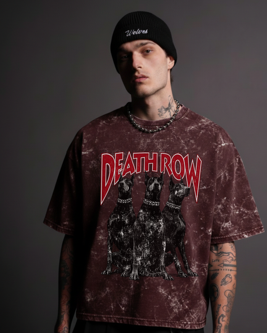 Unisex Acid Washed Printed Oversized Tee