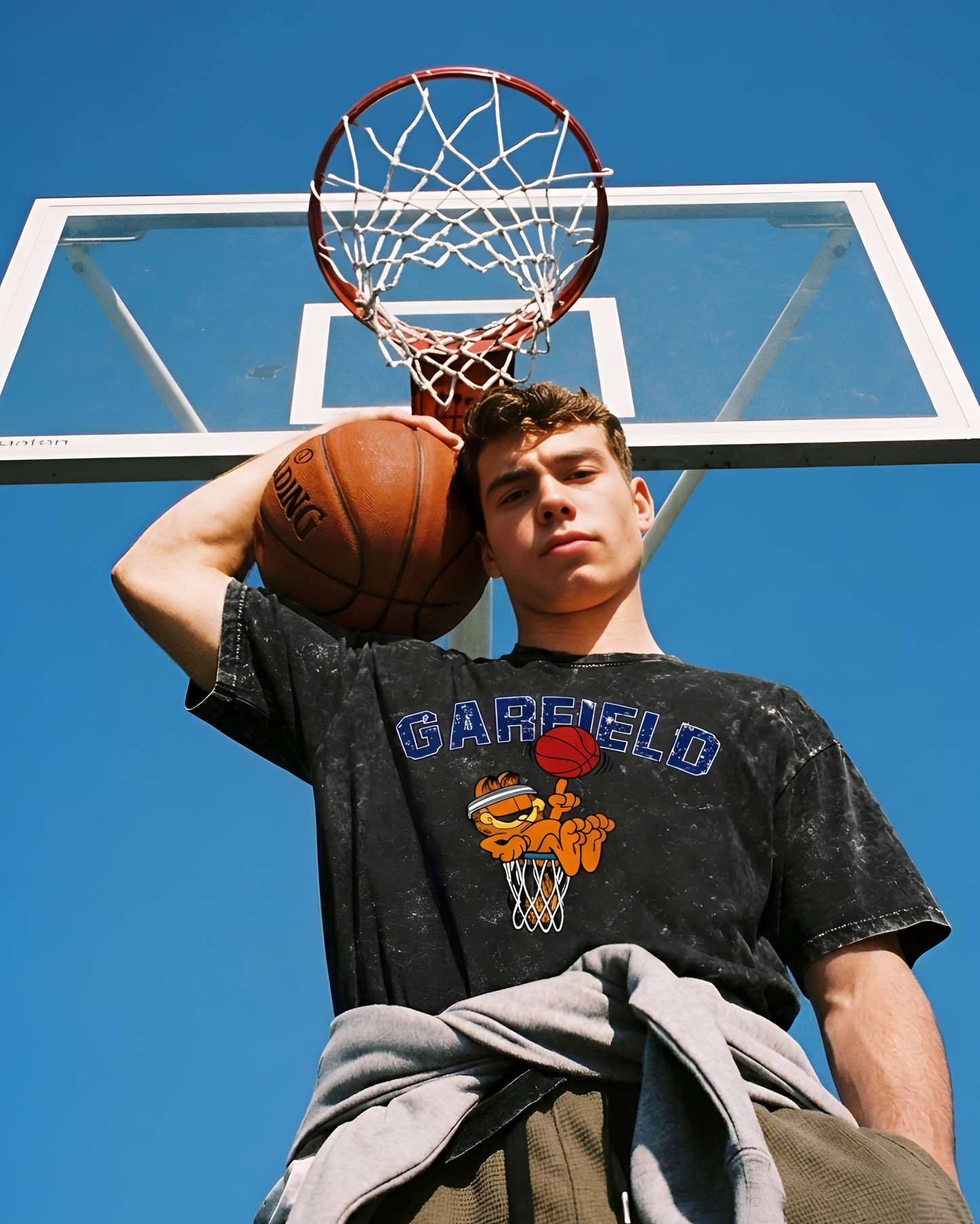 Unisex Acid Washed Garfield Oversized Tee