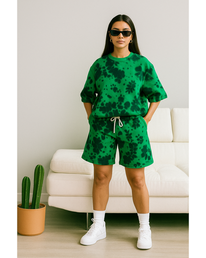 Unisex Tie-Dye Oversized T-Shirt + Shorts Co-ord Set