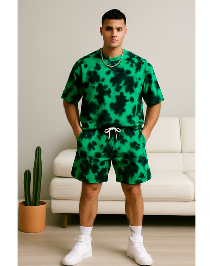 Unisex Tie-Dye Oversized T-Shirt + Shorts Co-ord Set