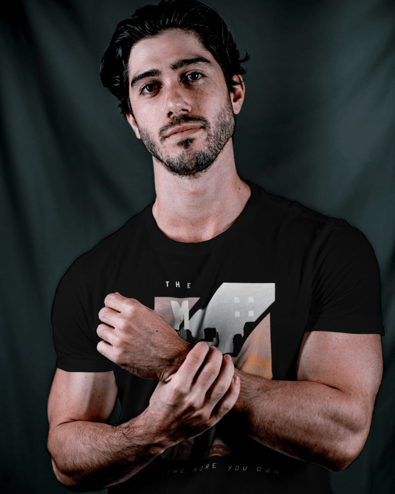 Men Black Printed Regular T-Shirt.