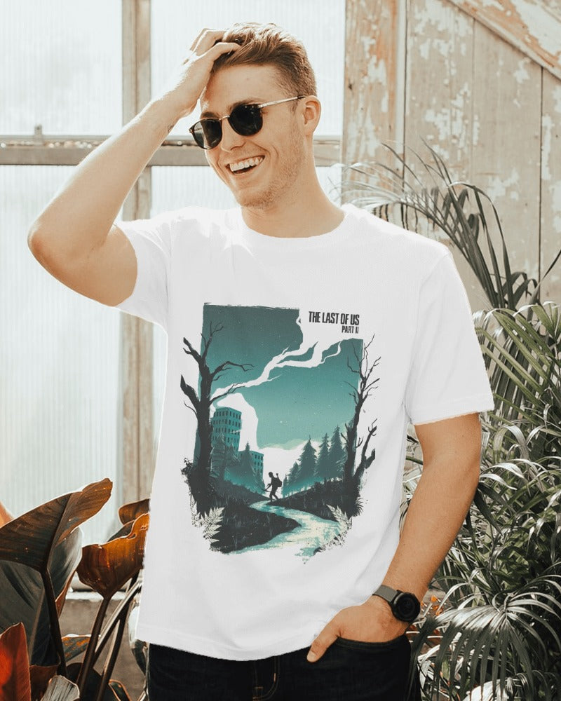 Men White Printed T-Shirt.