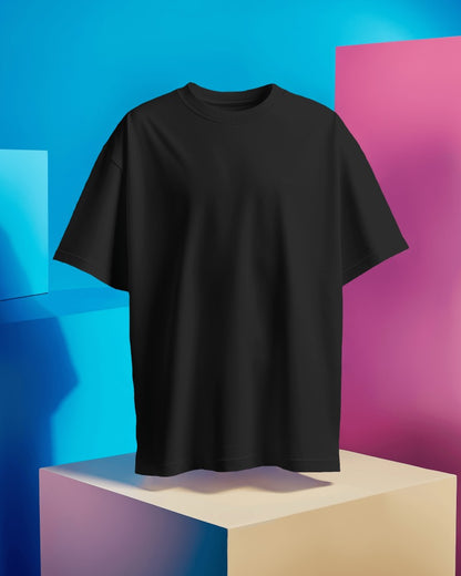 Men Solid Black Regular T-Shirt.