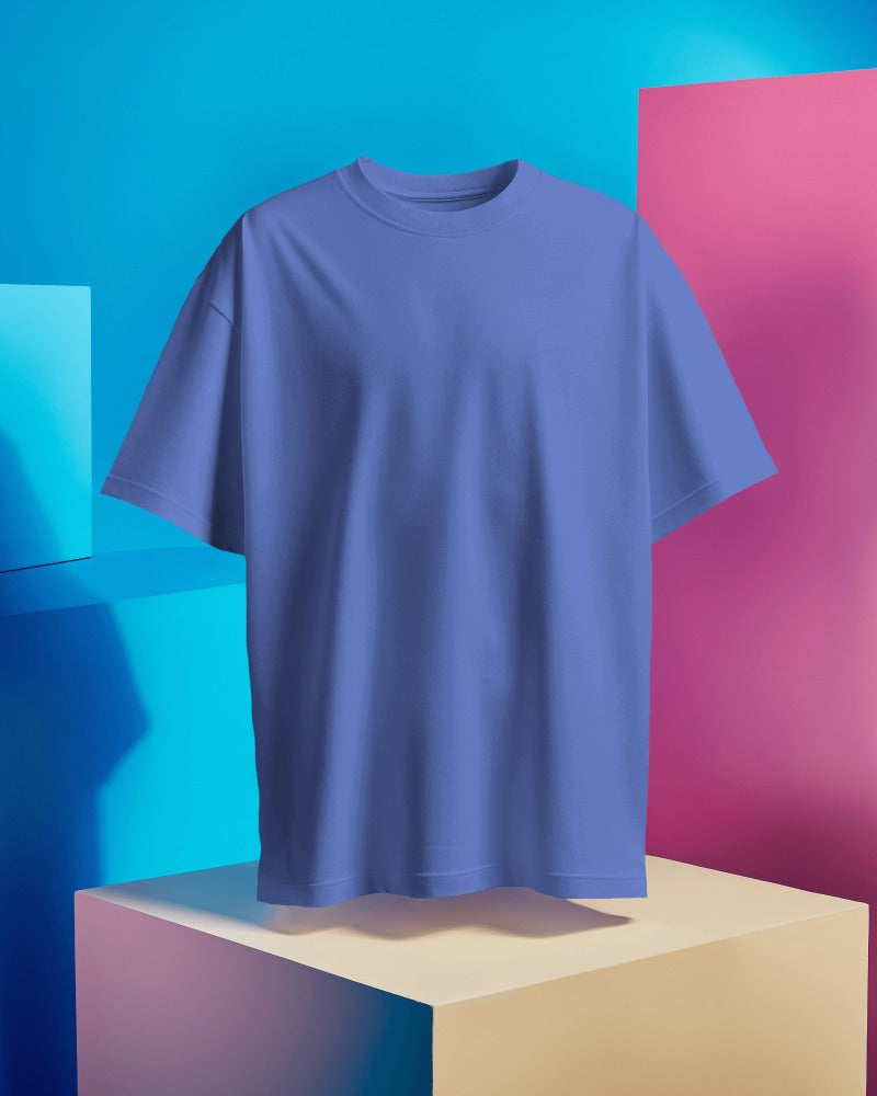 Men Solid Blue Regular T-Shirt.
