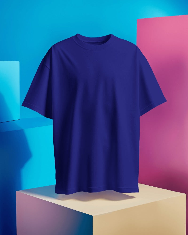 Men Solid Blue Regular T-Shirt.
