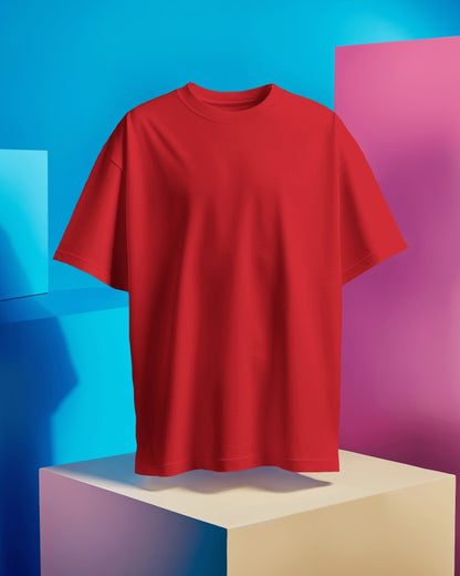 Men Solid Red Regular T-Shirt.