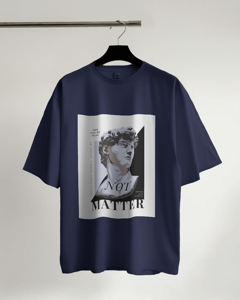 Navy Blue Printed Oversize T-Shirt.