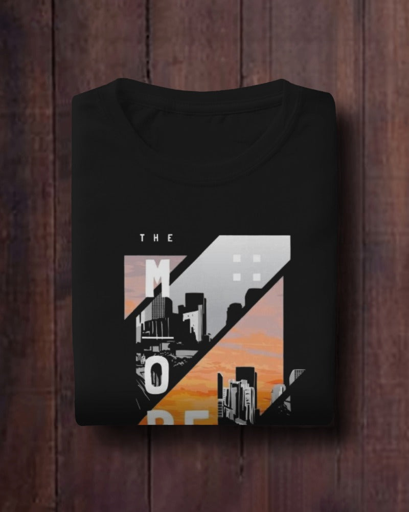 Men Black Printed Regular T-Shirt.