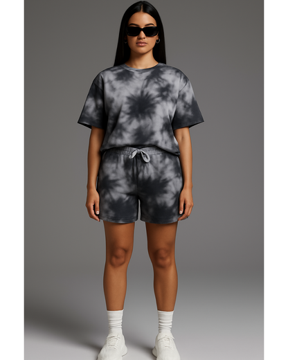 Unisex Tie-Dye Oversized T-Shirt + Shorts Co-ord Set
