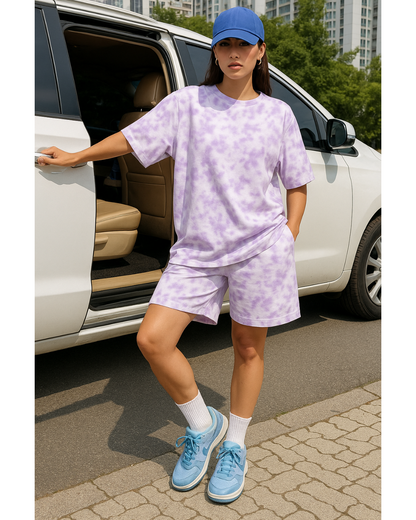 Unisex Tie-Dye Oversized T-Shirt + Shorts Co-ord Set