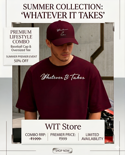 Premium Combo Baseball cap & Oversized T-shirt.